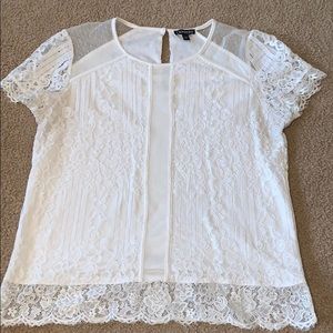 White Express Lace Detailed Top
